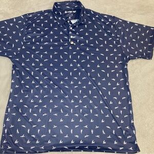 Men’s Greater Half sex Ed position polo performance golf shirt blue size XL